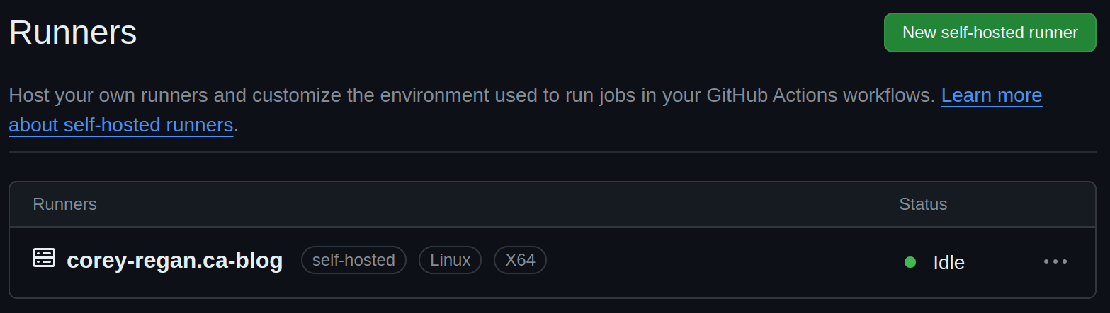 New self-hosted GitHub runner connected to repository